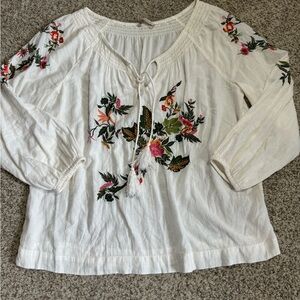 Soft Surroundings Embroidered Peasant Top- L